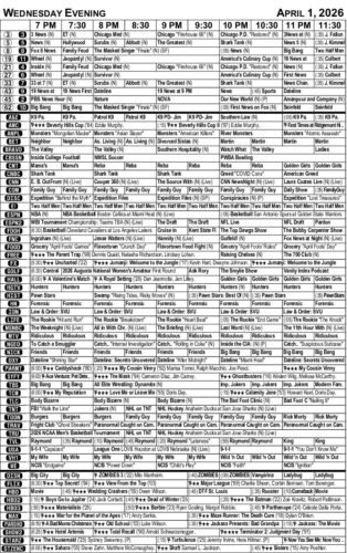 Wednesday evening TV listings